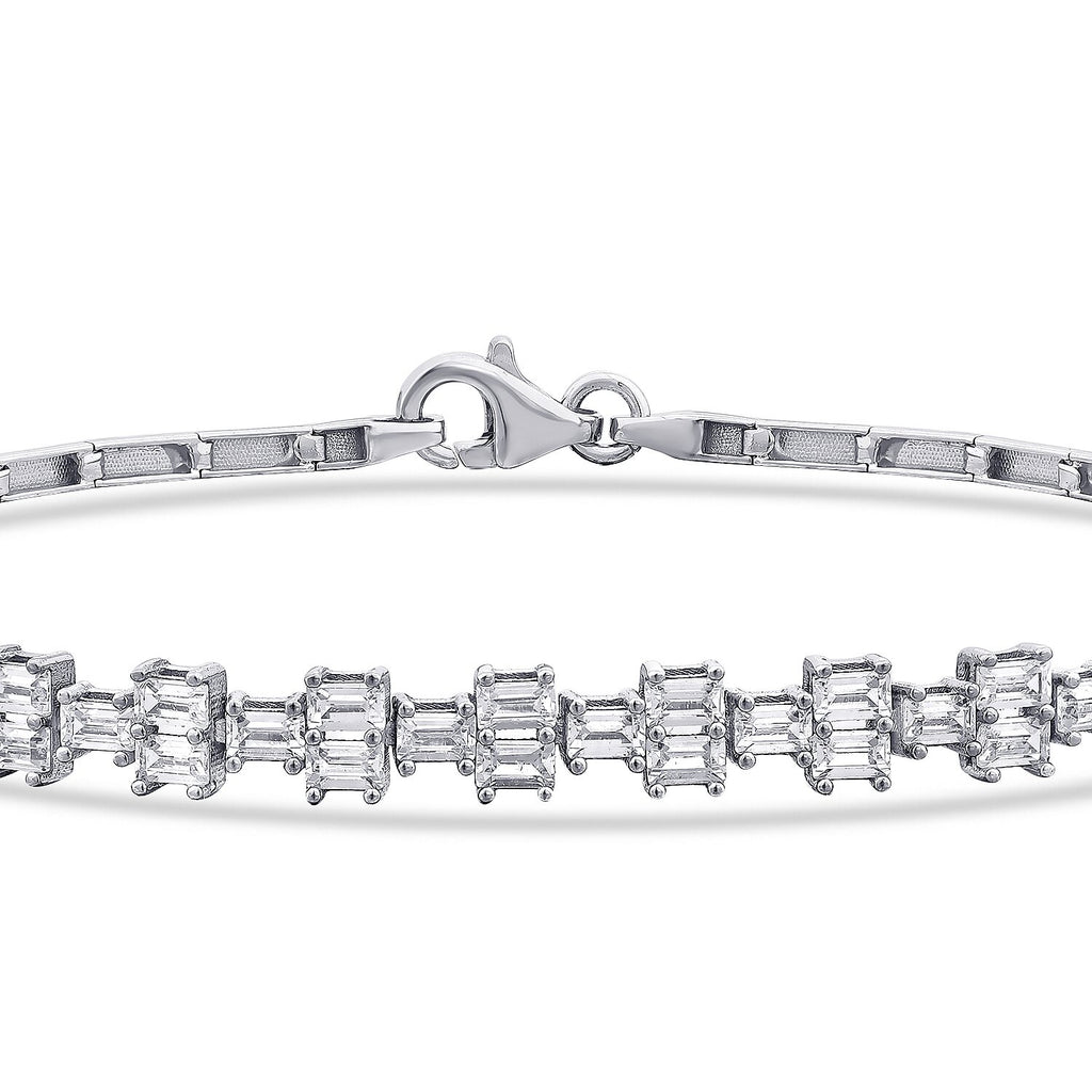 Gold Baguette Cut Tennis Bracelet