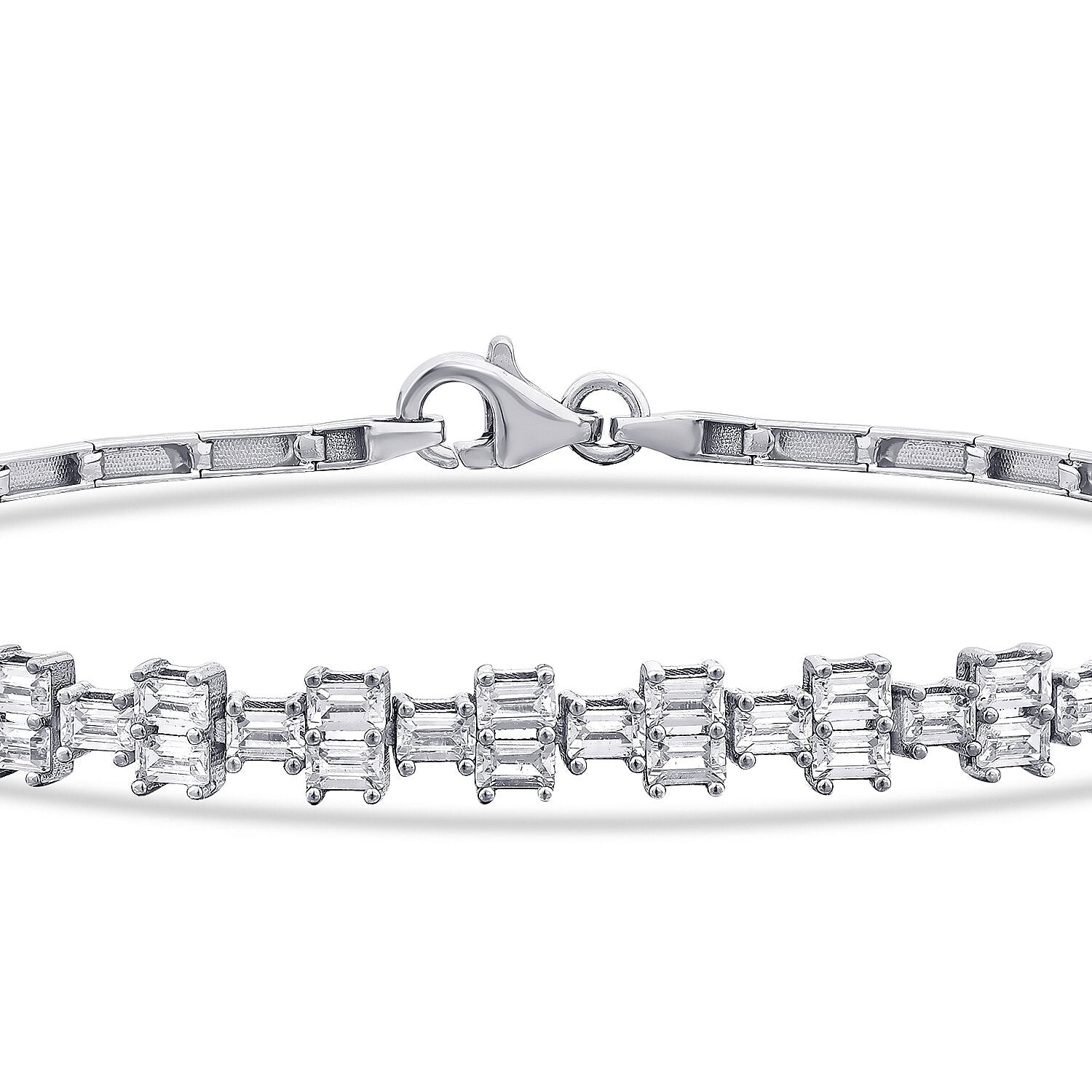 Gold Baguette Cut Tennis Bracelet