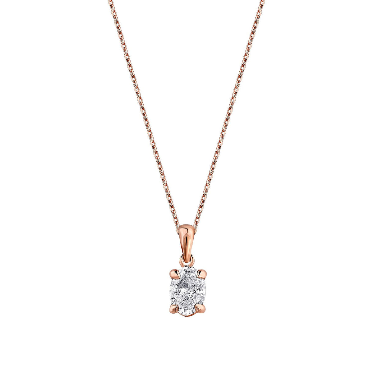 0,50 Carat Diamond Oval Solitaire Necklace