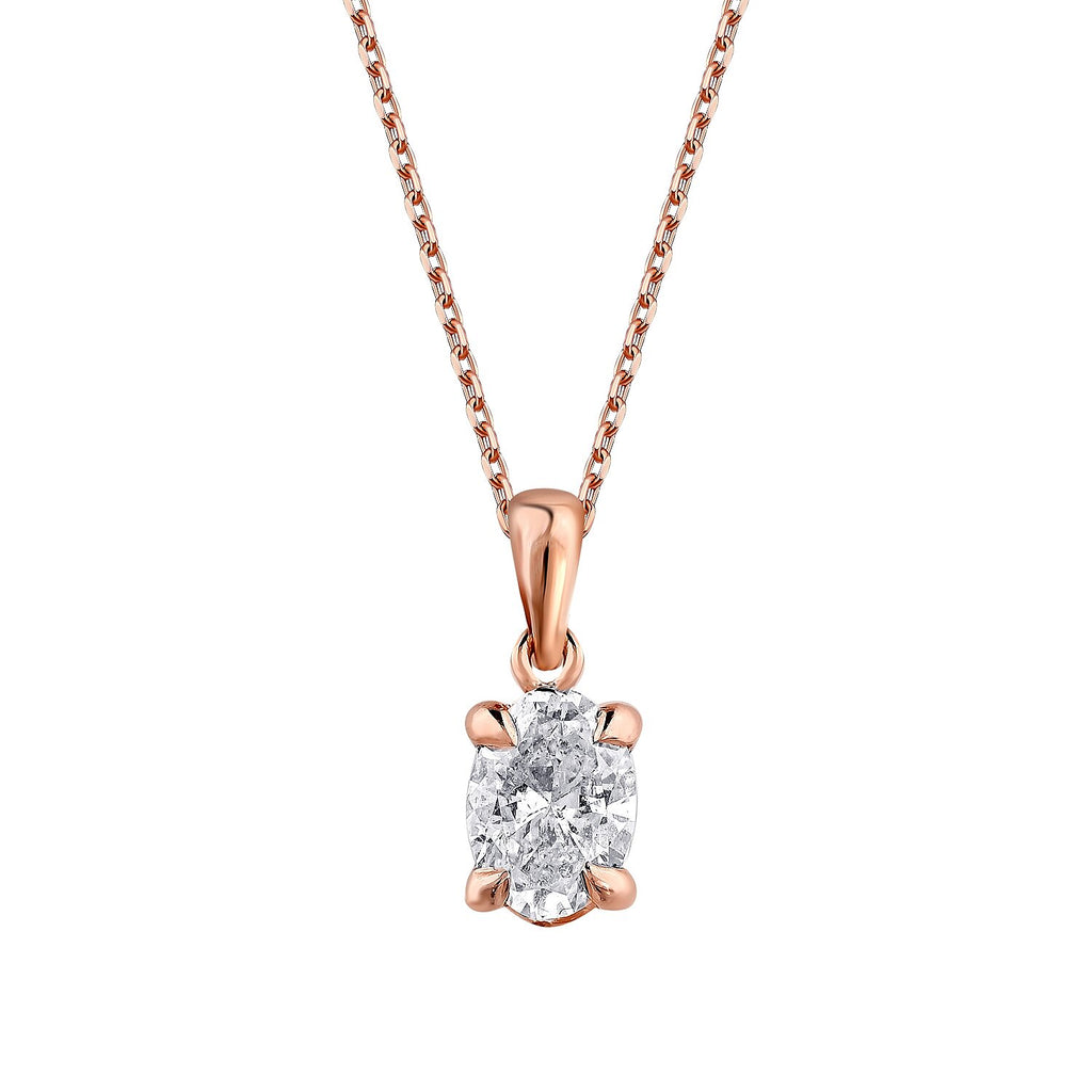 0,50 Carat Diamond Oval Solitaire Necklace