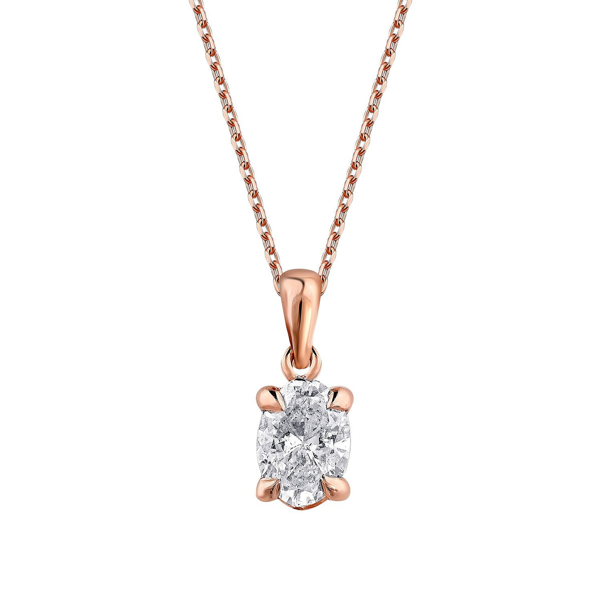 0,50 Carat Diamond Oval Solitaire Necklace