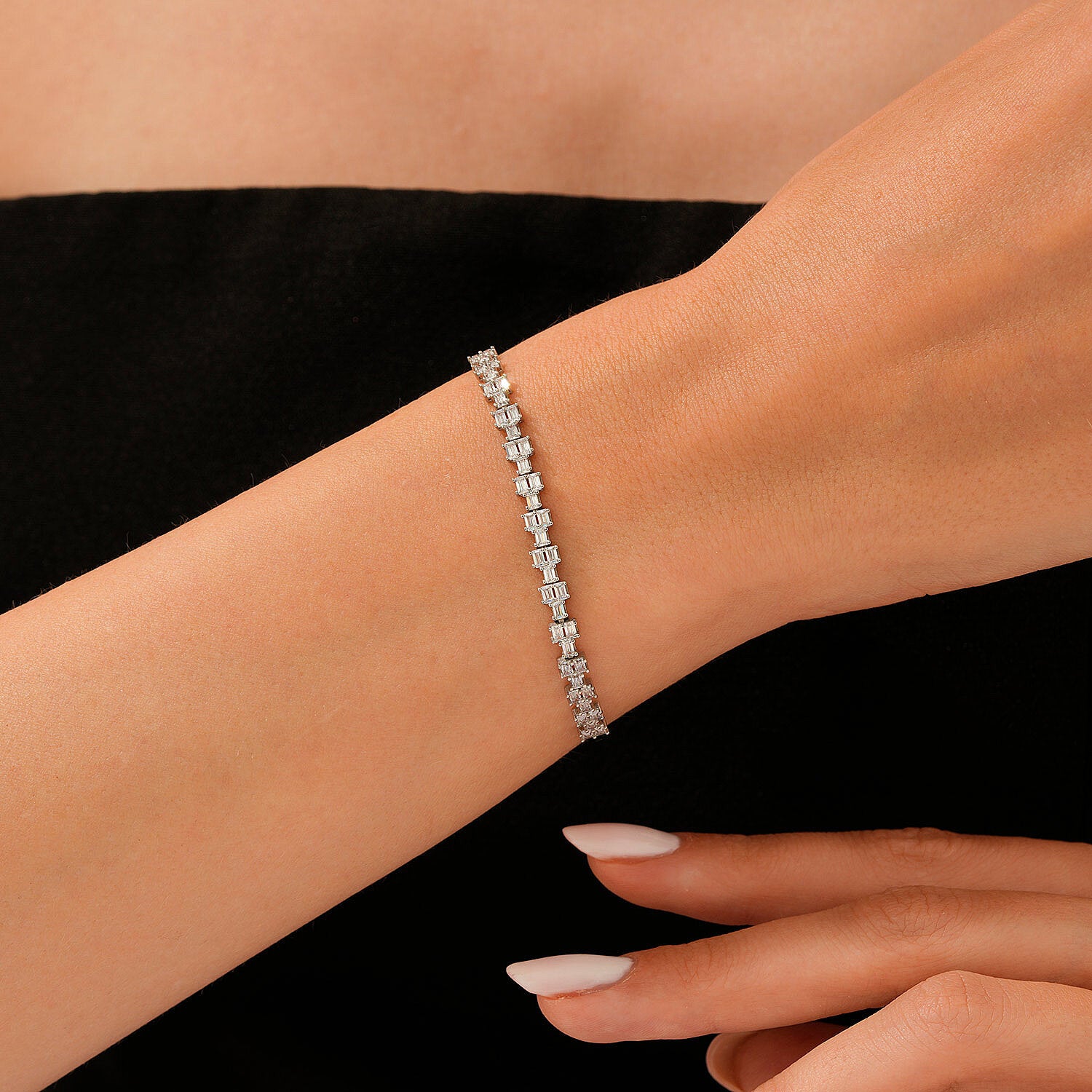 Gold Baguette Cut Tennis Bracelet