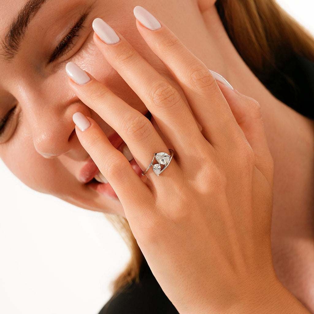 Two-Stone Pear-Cut Gold Ring