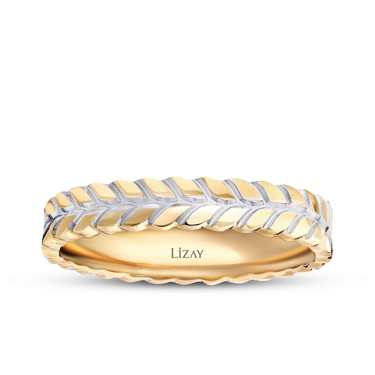 Women's Patterned Gold Wedding Band
