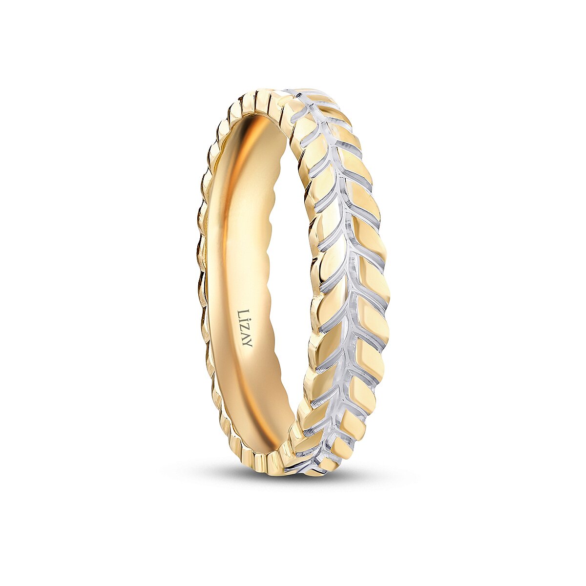 Women's Patterned Gold Wedding Band