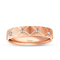 Women's Quilted Gold Wedding Band with Stones