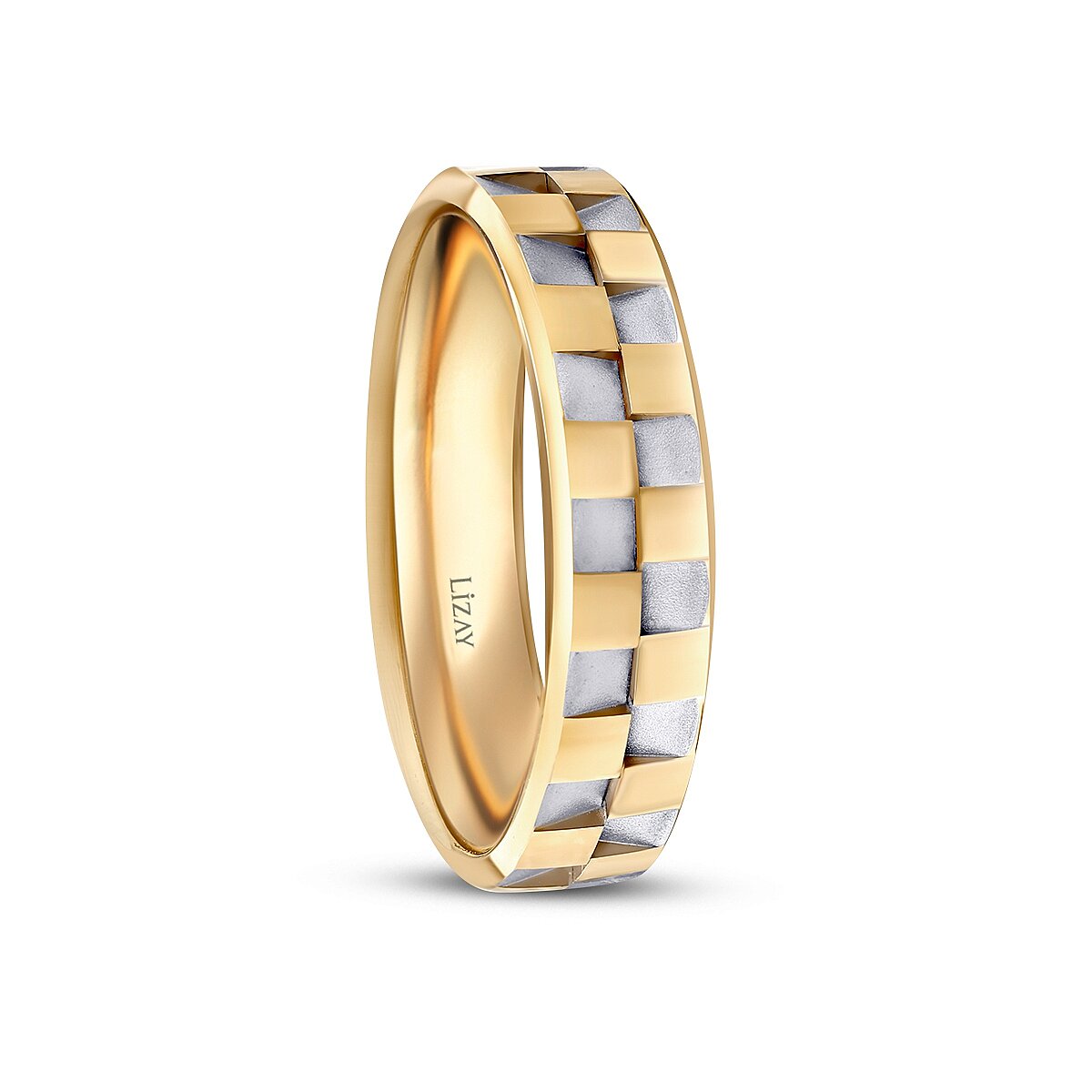 Men's Mosaic Pattern Gold Wedding Band