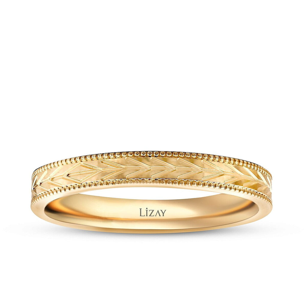Women's Stone Accented Wheat Gold Wedding Band
