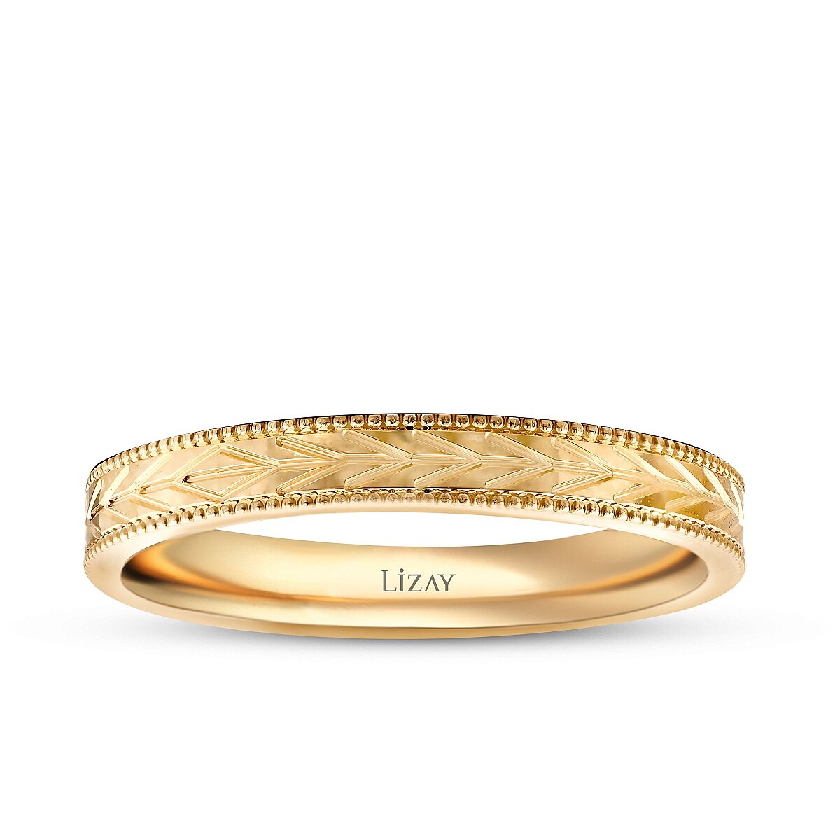 Women's Stone Accented Wheat Gold Wedding Band