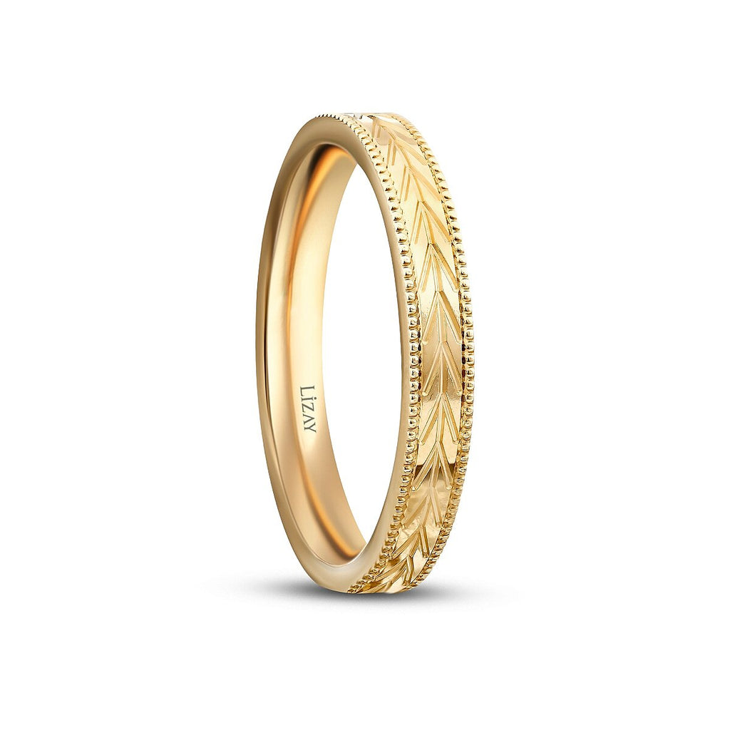 Women's Stone Accented Wheat Gold Wedding Band