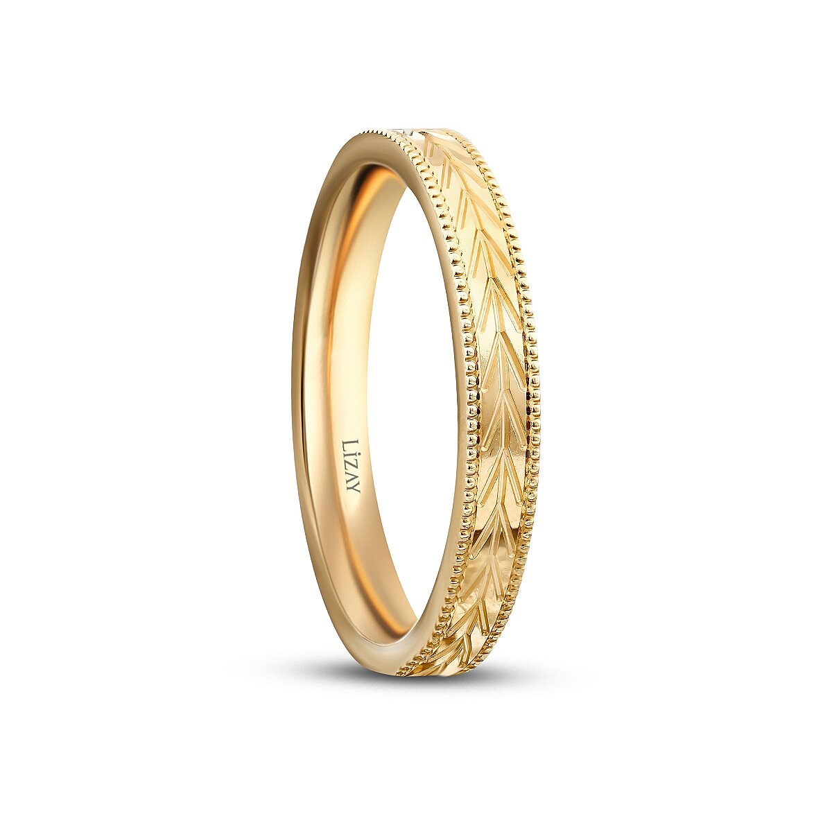 Women's Stone Accented Wheat Gold Wedding Band