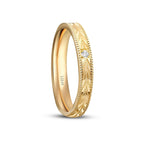 Men's Wheat Engraved Gold Wedding Band