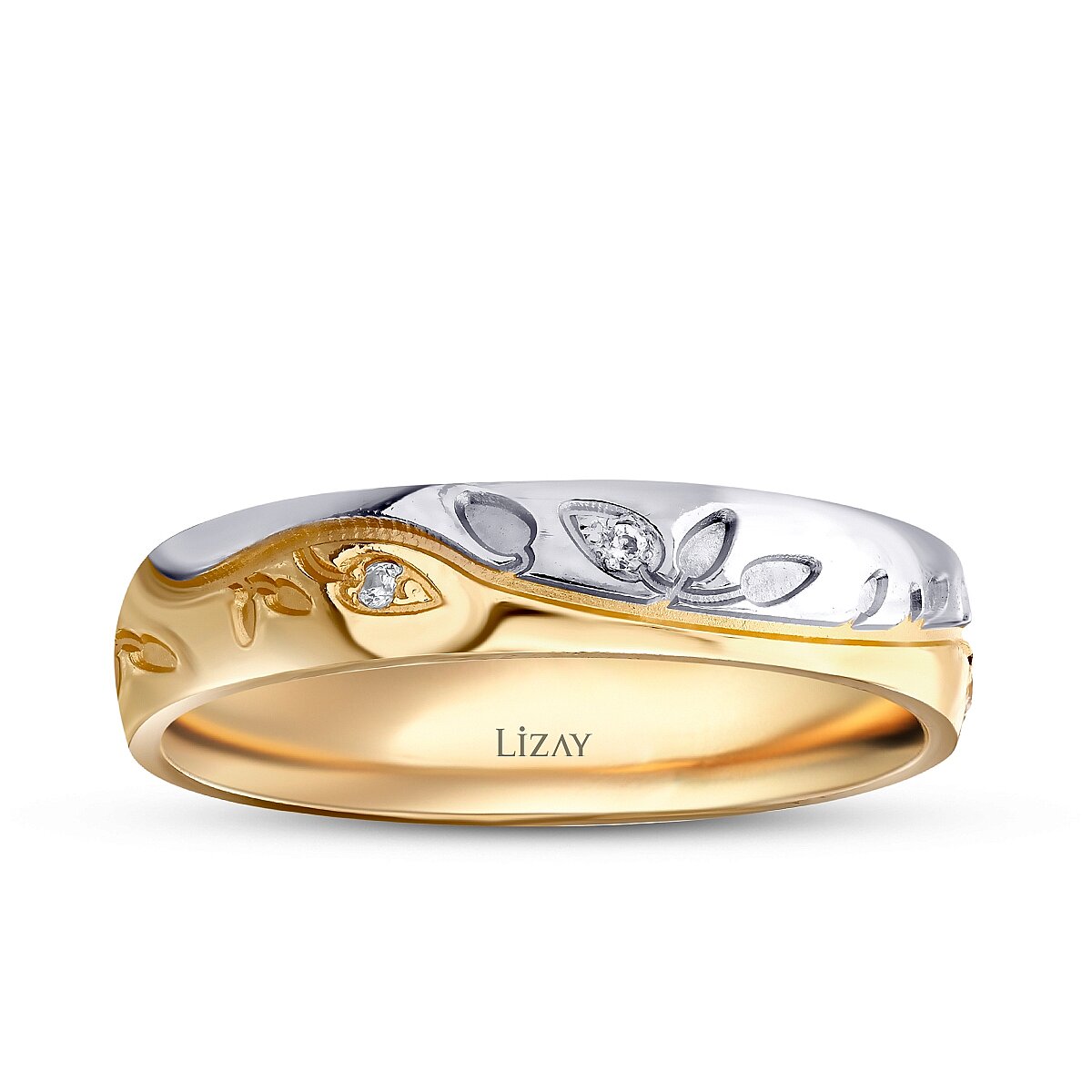 Men's Patterned Gold Wedding Band