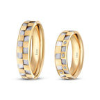 His and Hers Mosaic Gold Wedding Band Set