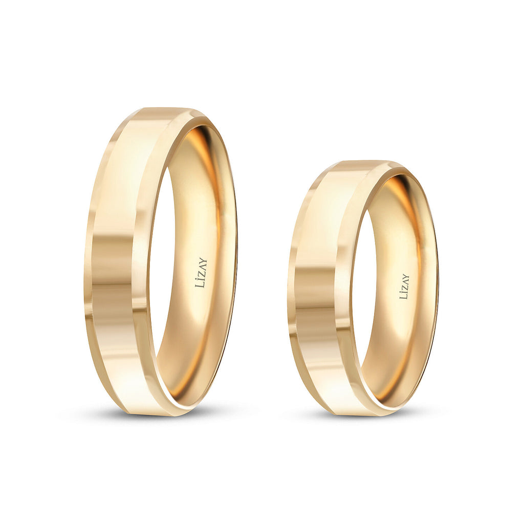 His and Hers Gold Wedding Band Set