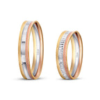 His and Hers Tri-Color Gold Wedding Band Set