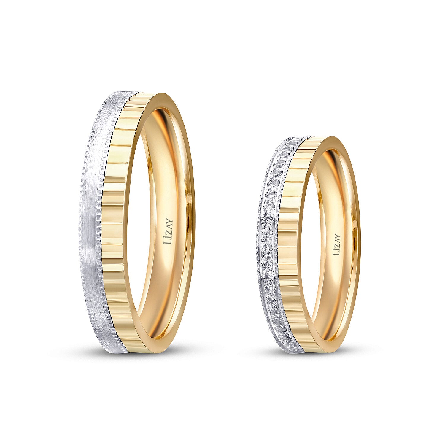 His and Hers Design Gold Wedding Band Set
