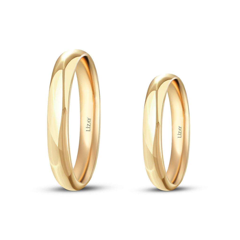 His and Hers 4mm Domed Gold Wedding Band Set
