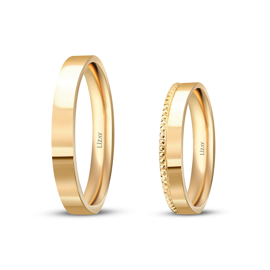 His and Hers Gold Wedding Band Set
