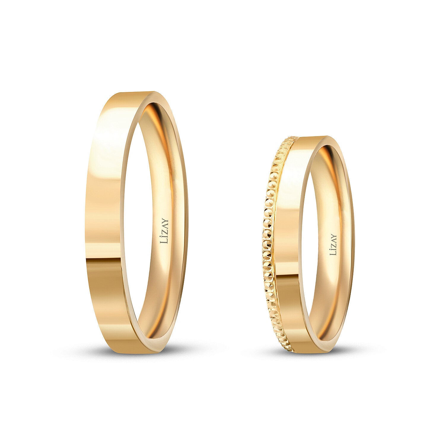 His and Hers Gold Wedding Band Set