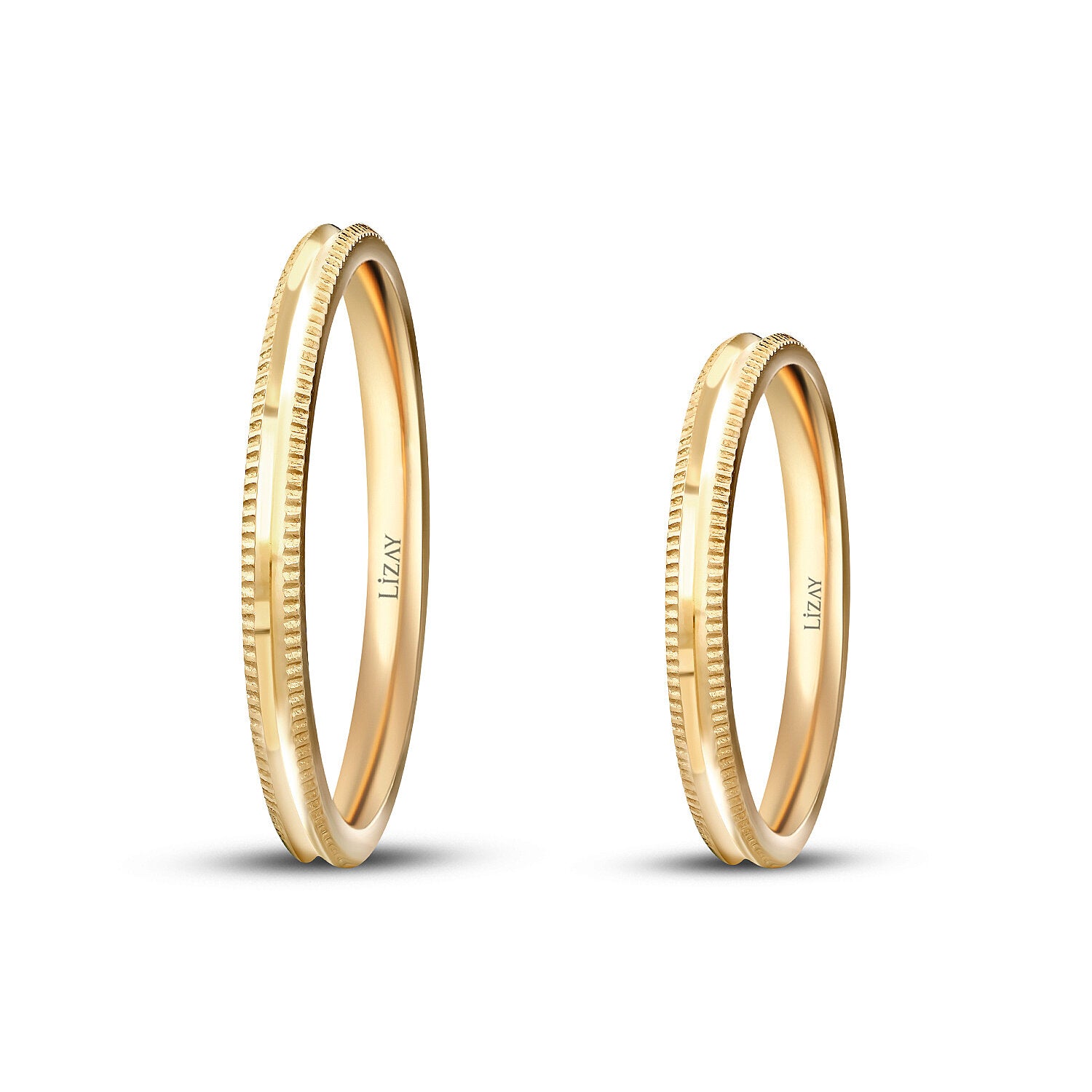 His and Hers Diamond-Cut Gold Wedding Band Set