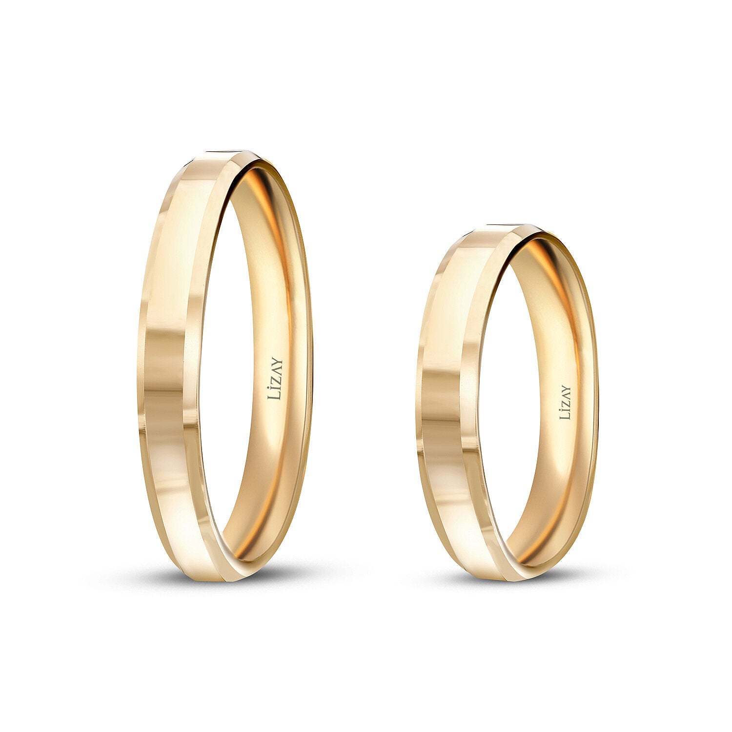 His and Hers Gold Wedding Band Set