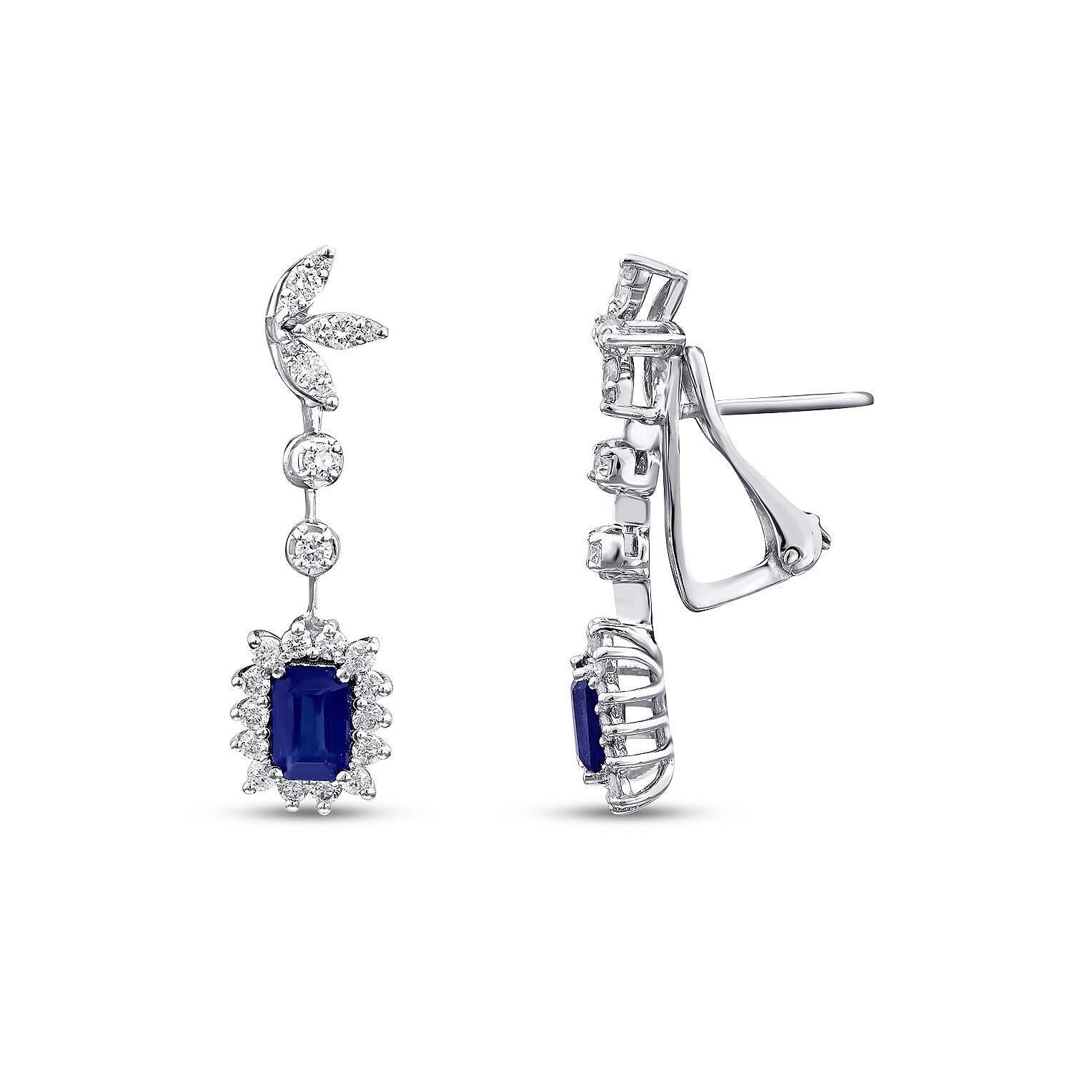 2.24 Carat Diamond Sapphire Earrings