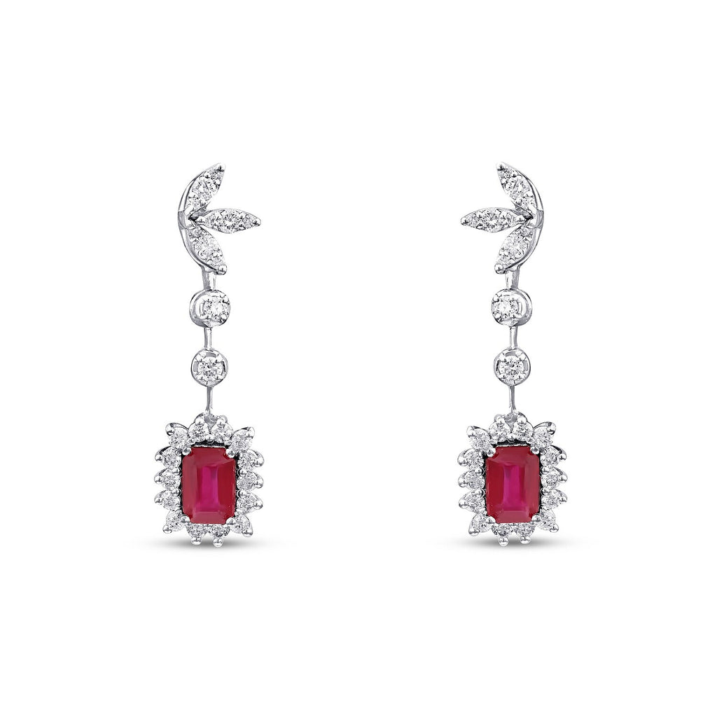 2.24 Carat Diamond Ruby Earrings