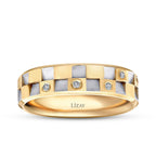 His and Hers Mosaic Gold Wedding Band Set
