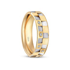His and Hers Mosaic Gold Wedding Band Set