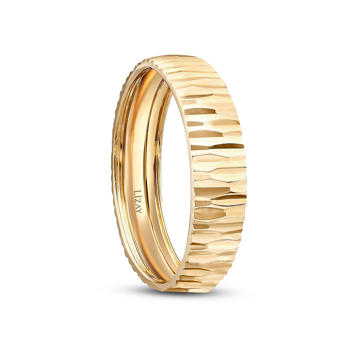 His and Hers Patterned Gold Wedding Band Set