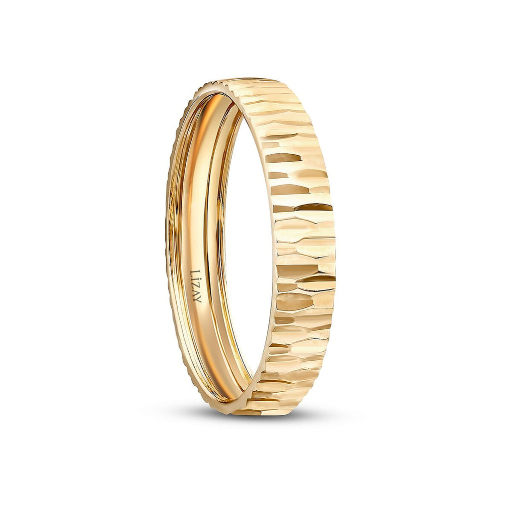 His and Hers Patterned Gold Wedding Band Set