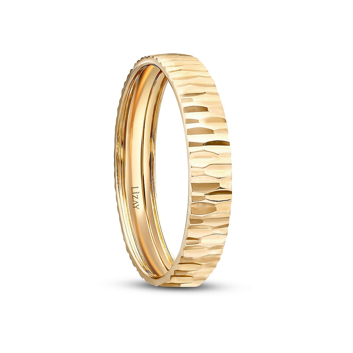 His and Hers Patterned Gold Wedding Band Set