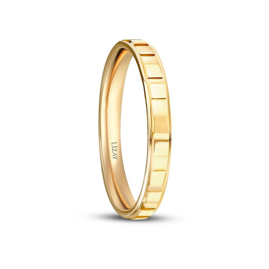 His and Hers Gold Wedding Band Set with Stones