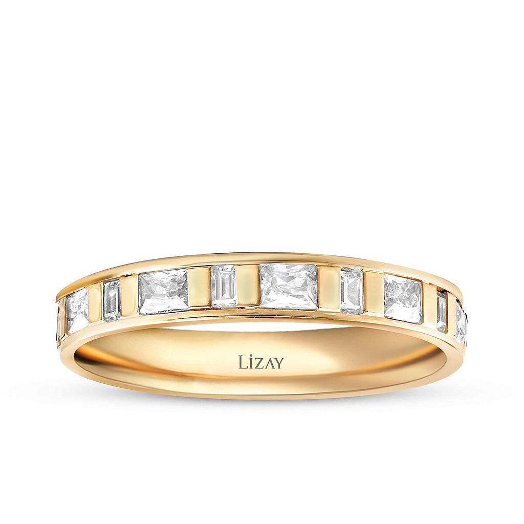 His and Hers Gold Wedding Band Set with Stones