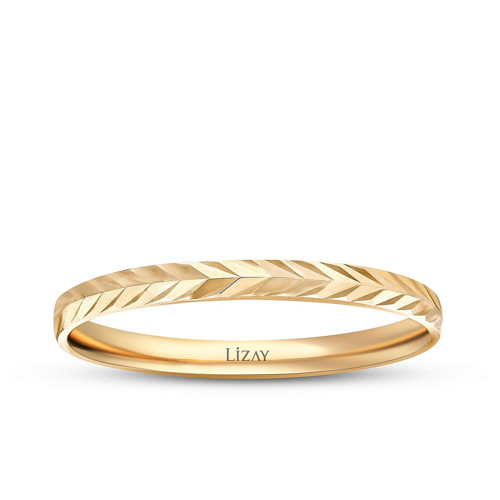 His and Hers Patterned Gold Wedding Band Set