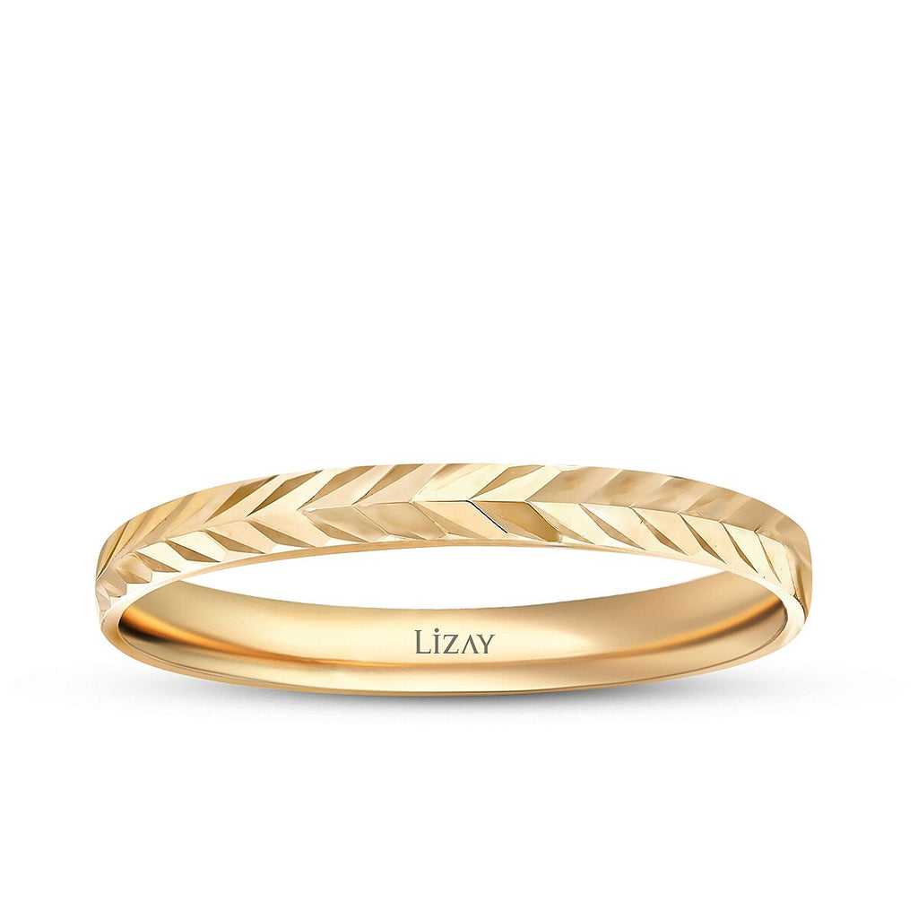 His and Hers Patterned Gold Wedding Band Set