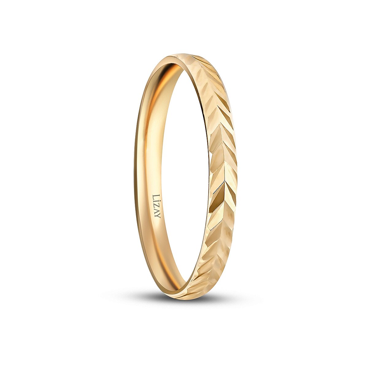 His and Hers Patterned Gold Wedding Band Set