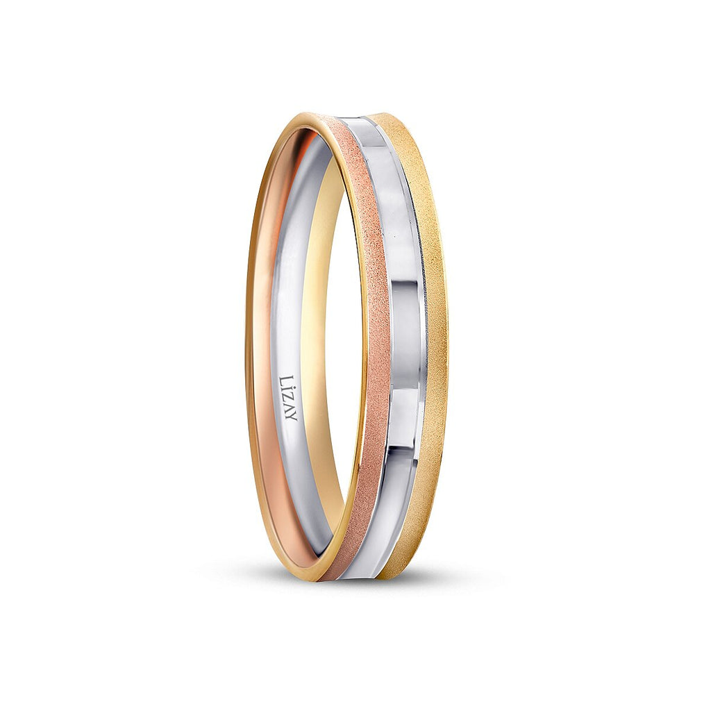 His and Hers Tri-Color Gold Wedding Band Set