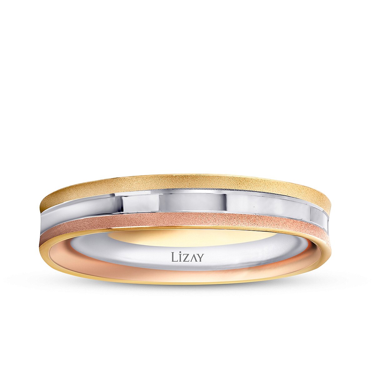His and Hers Tri-Color Gold Wedding Band Set