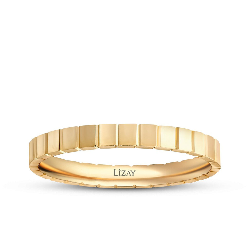 His and Hers Patterned Gold Wedding Band Set