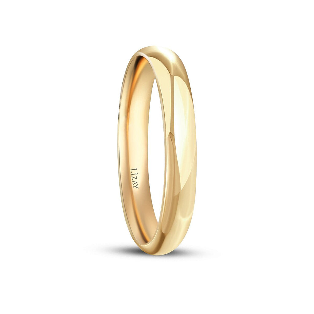 His and Hers 3mm Domed Gold Wedding Band Set