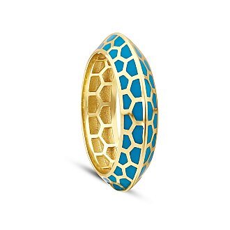 Gold Blue Enamel Ring