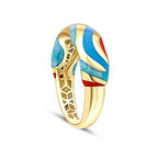 Gold Blue Enamel Ring