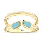 Gold Blue Touch Statement Ring