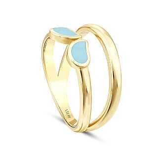 Gold Blue Touch Statement Ring
