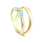 Gold Blue Touch Statement Ring