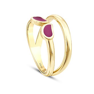 Gold Pink Touch Statement Ring