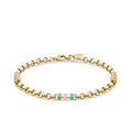 Gold Turquoise Enamel Cylinder Bracelet