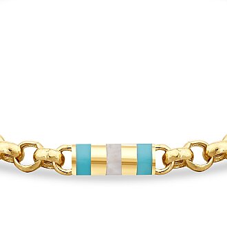 Gold Turquoise Enamel Cylinder Bracelet